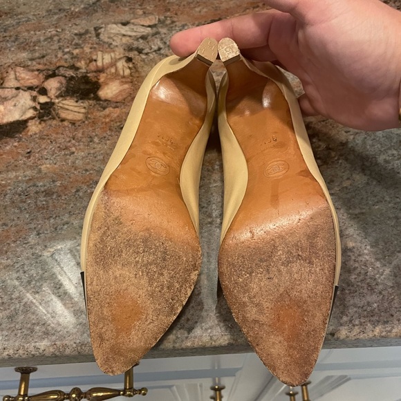 Chanel nude black cap toe classic pump platform heel 36.5 - Picture 13 of 16